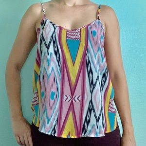 Sans Souci ikat tribal print cropped camisole size L